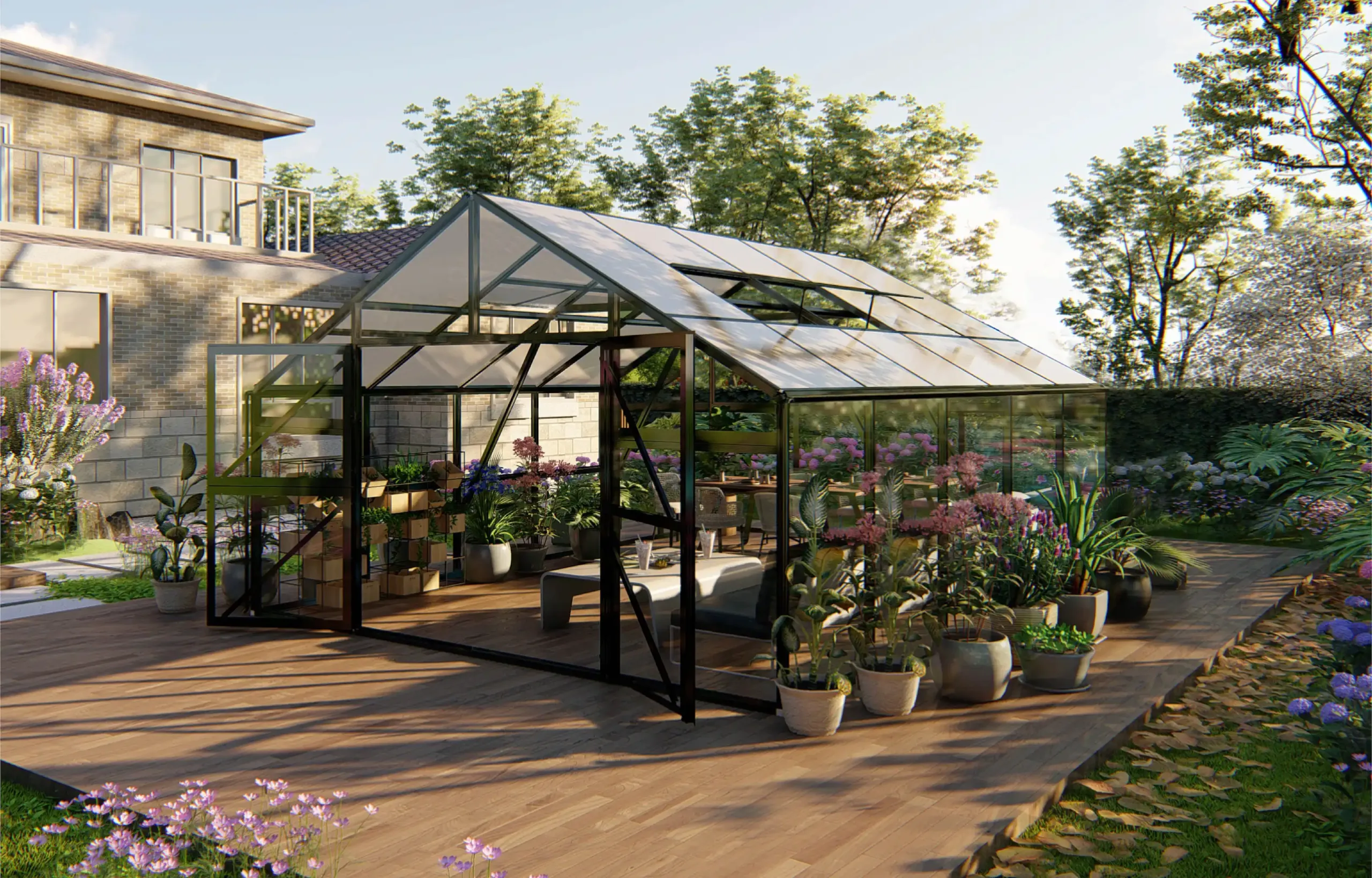 Gardenmeister, orangery, polycarbonate, glass, aluminium, royal garden