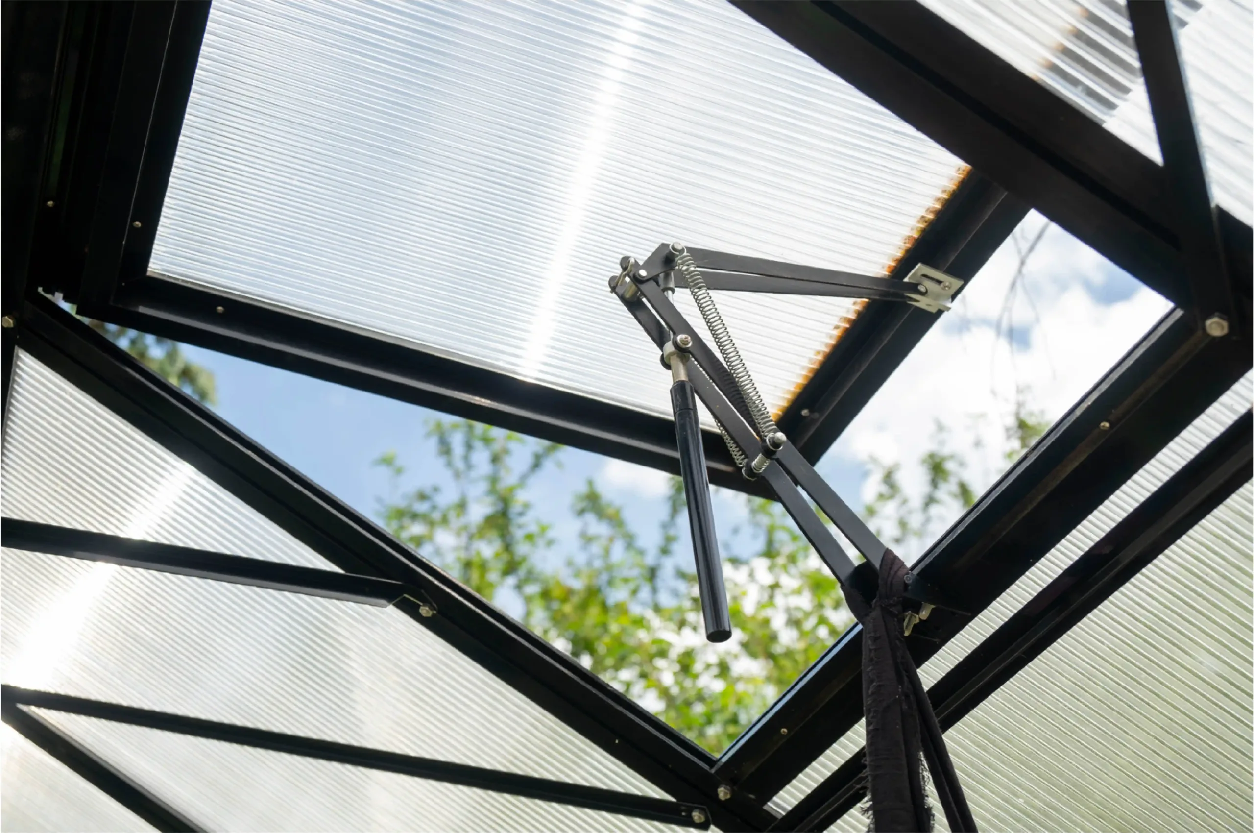 Gardenmeister, greenhouse, orangery, automatic, window opener, aluminium